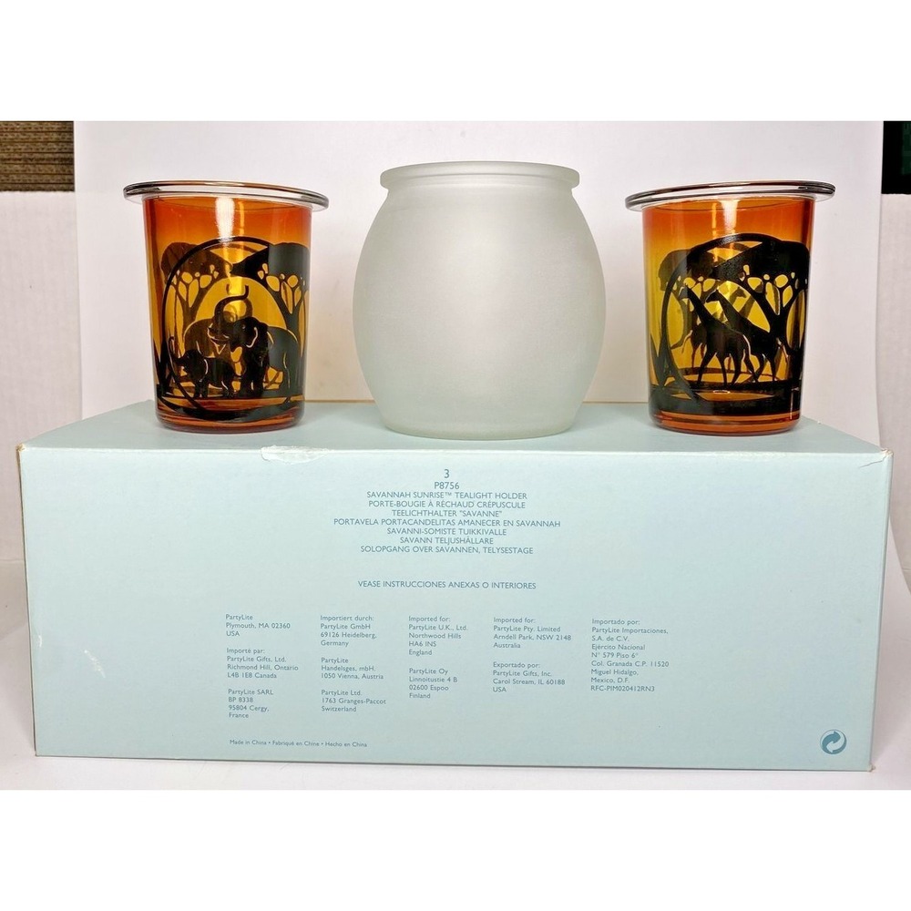 PartyLite Savannah Sunrise Tealight Votive Holder Trio P16A/P8756